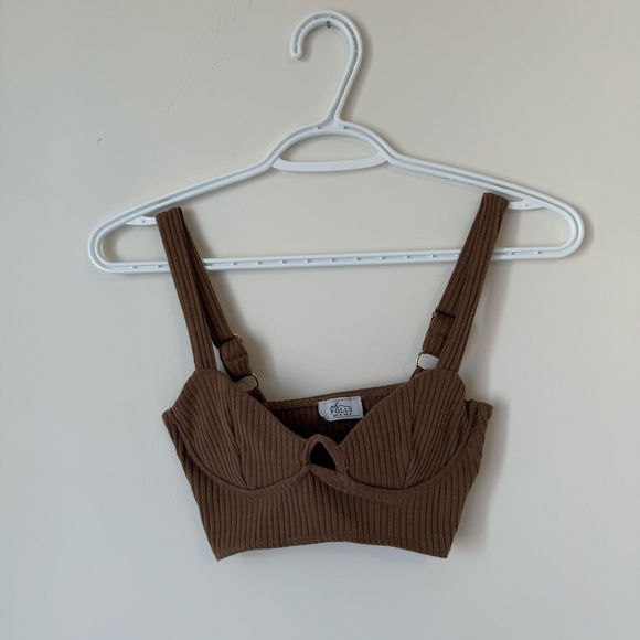 Oh Polly Tan Ribbed Bralette with Adjustable Straps - Picture 4 of 7